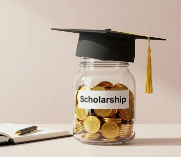 Stack of books with mortarboard