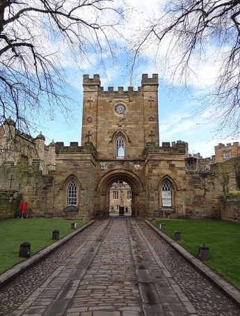 Historic buildings and scenic riverside view at Durham University