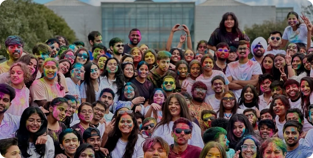 Indian student group celebrating Holi