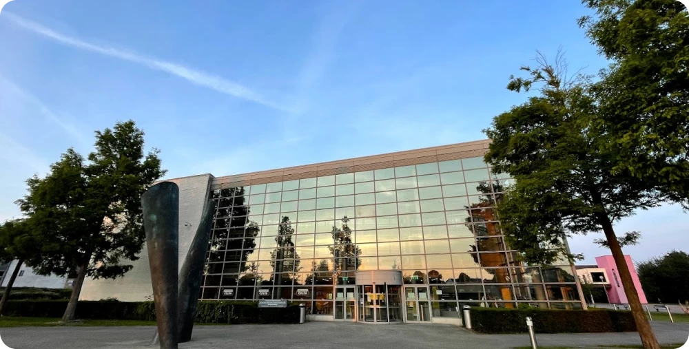 Students interacting at café near campus