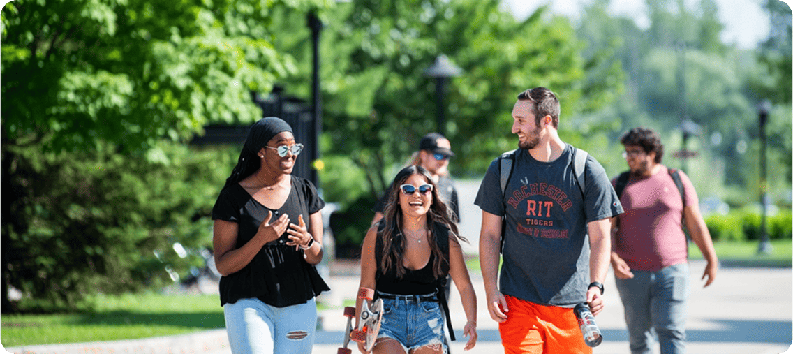 Indian student group walking through Durham